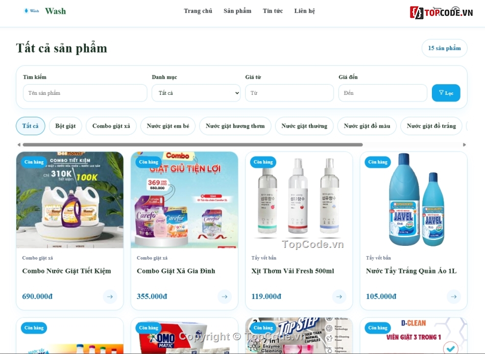 web bán nước,nước giặt,nước